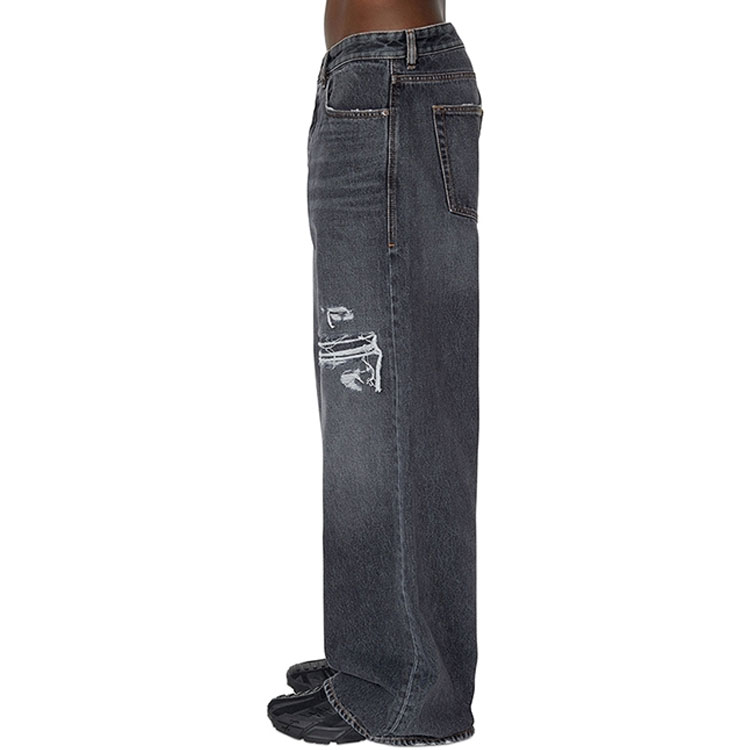 DIESEL FW22 D-RISE Distressed Ripped Relaxed Flare Jeans Men Charcoal Grey. A06371007F6-02 圖 5