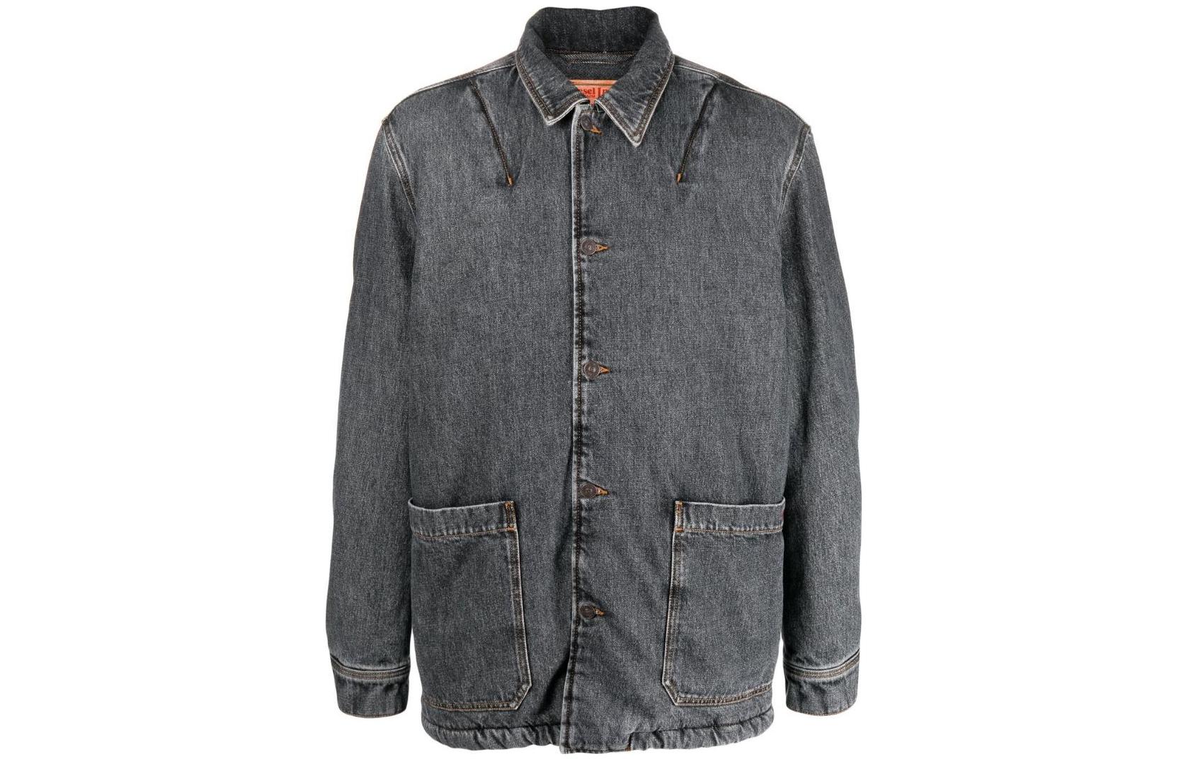 Diesel FW22 Denim Shirt Jacket Unisex Single-Breasted in Dark Gray A06189007E8