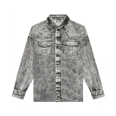 Diesel FW22 Distressed Print Casual Denim Jacket Men’s Grey A072530SGAK97U