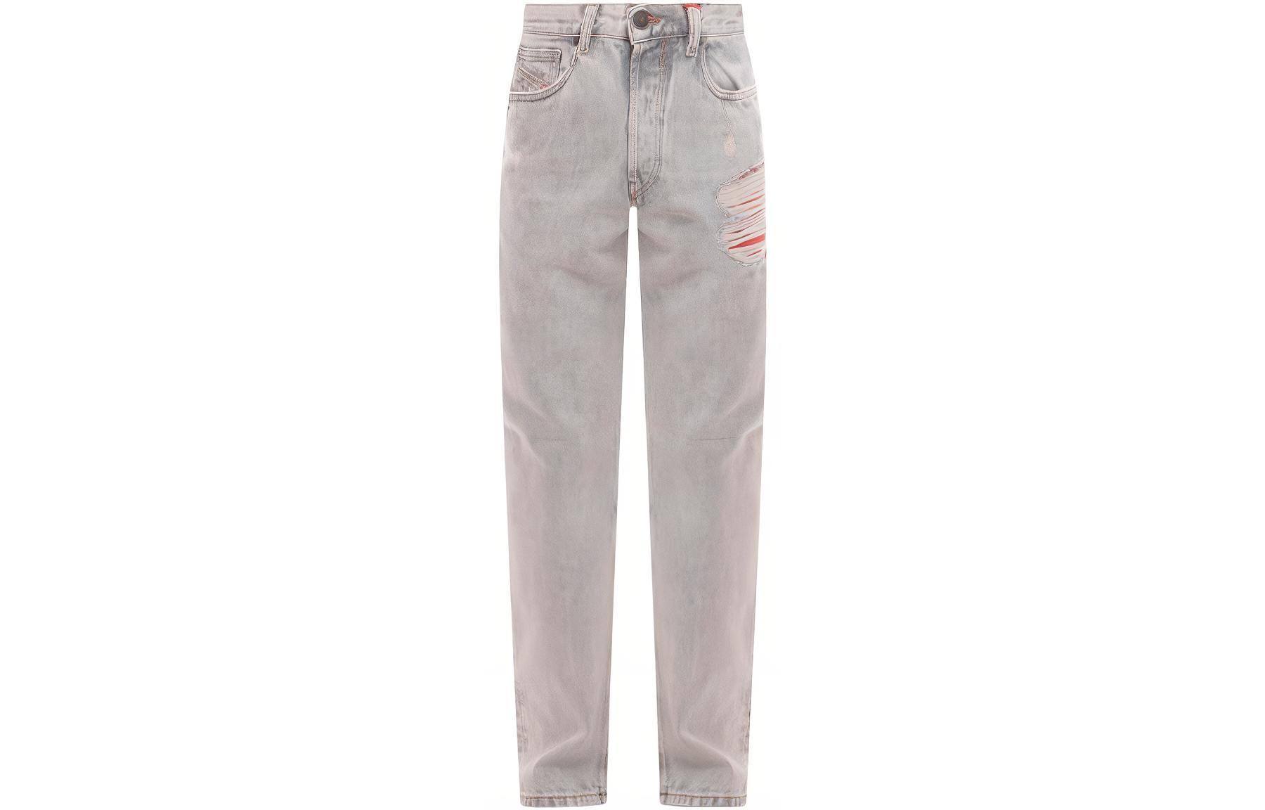 DIESEL FW22 Distressed Straight-Leg Jeans Men’s Light Blue. A03564007D992C