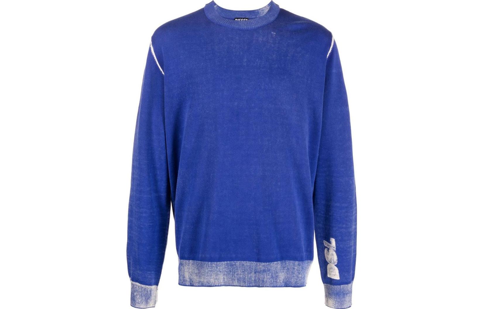 Diesel FW22 Faded Effect Crewneck Sweatshirt Blue - A067360BEAR8CR