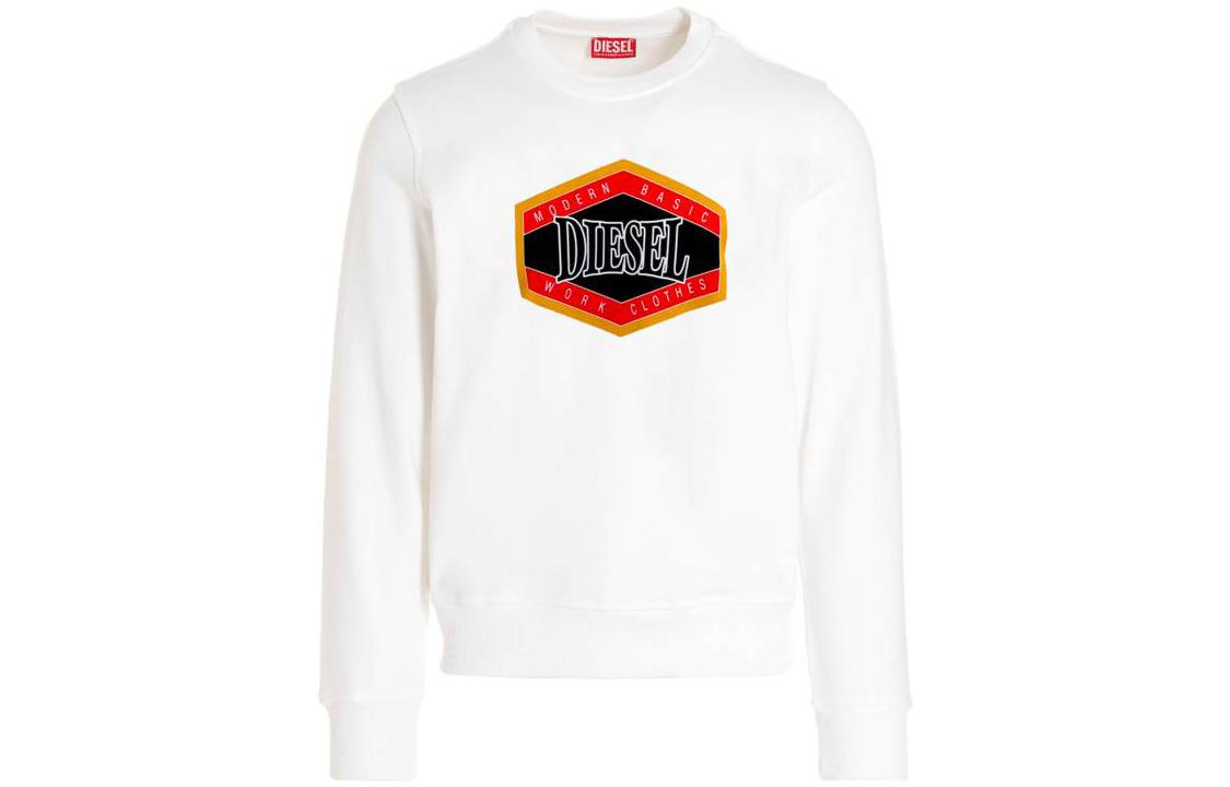 Diesel FW22 Geometric Logo Print Crewneck Pullover Sweatshirt White Men’s A064990HAYT100