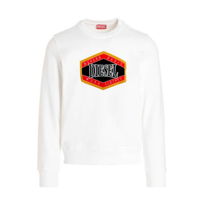 Diesel FW22 Geometric Logo Print Crewneck Pullover Sweatshirt White Men’s A064990HAYT100
