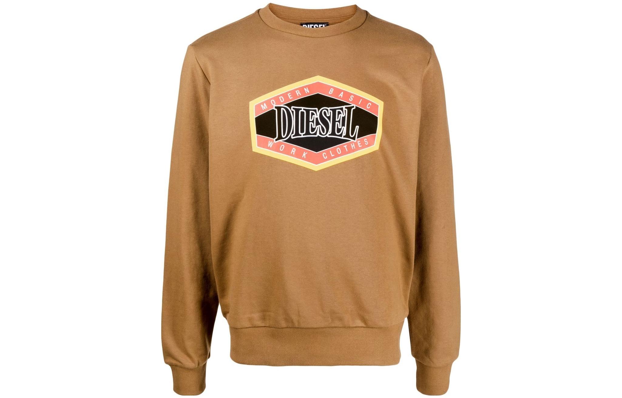 Diesel FW22 Geometric Logo Printed Crewneck Sweatshirt Caramel Brown Men’s A064990HAYT5DQ