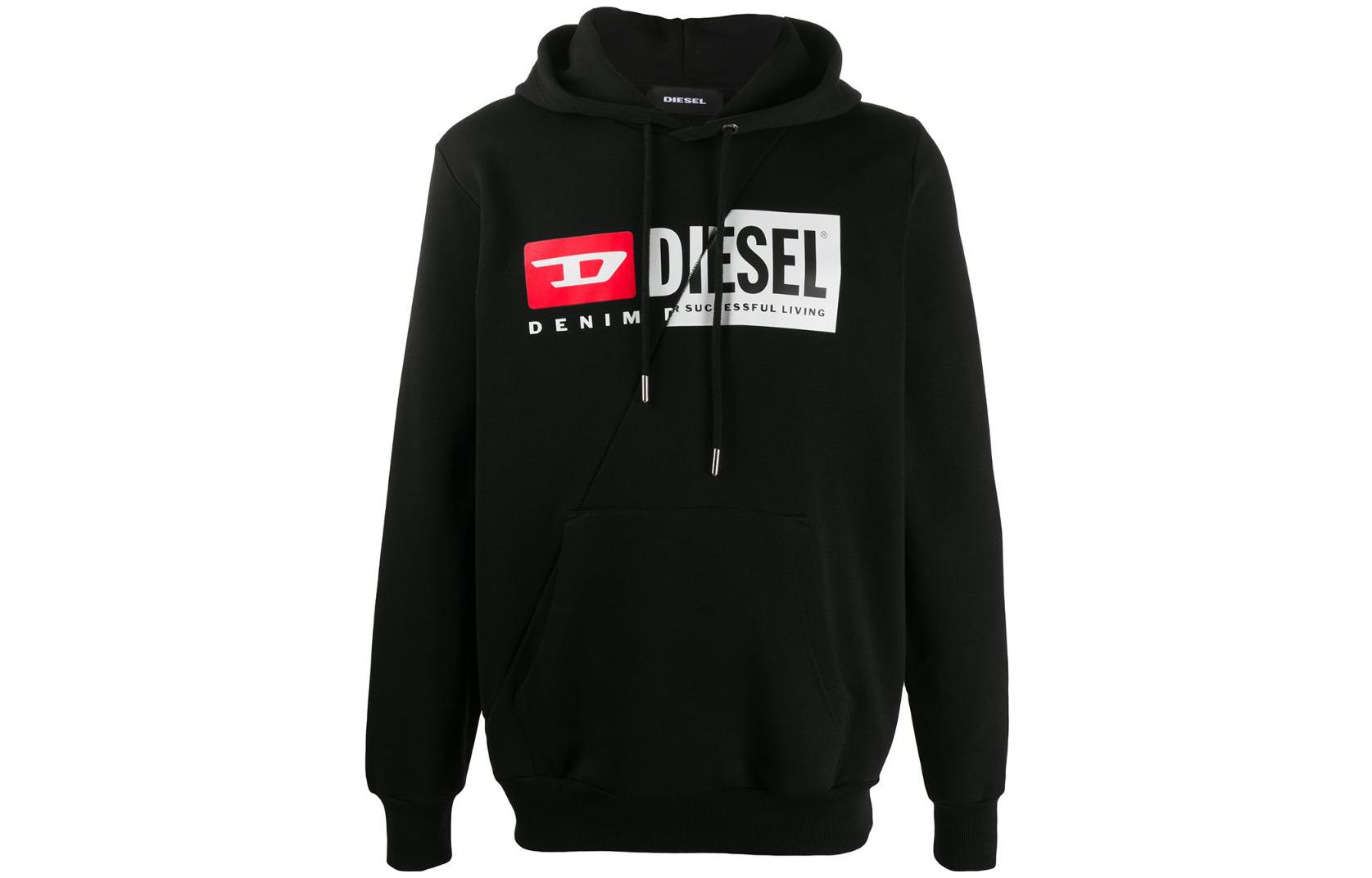 Diesel FW22 Geometric Patchwork Hoodie Men’s Black A003390IAJH-900