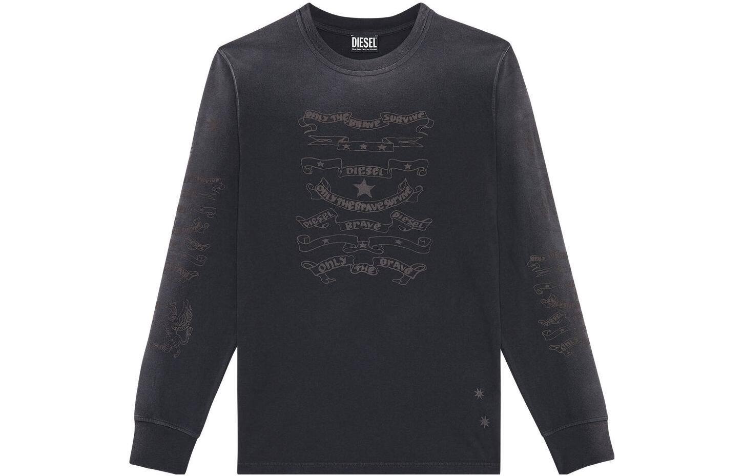 Diesel FW22 Gradient Letter Print Black Crewneck Sweatshirt for Men A065040WDAK900