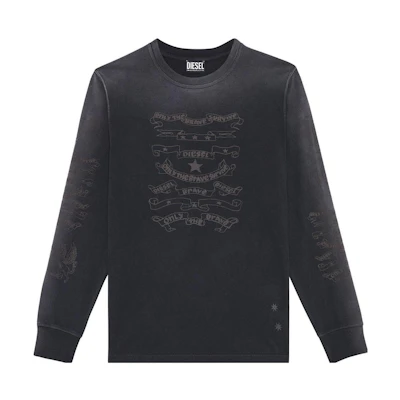 Diesel FW22 Gradient Letter Print Black Crewneck Sweatshirt for Men A065040WDAK900