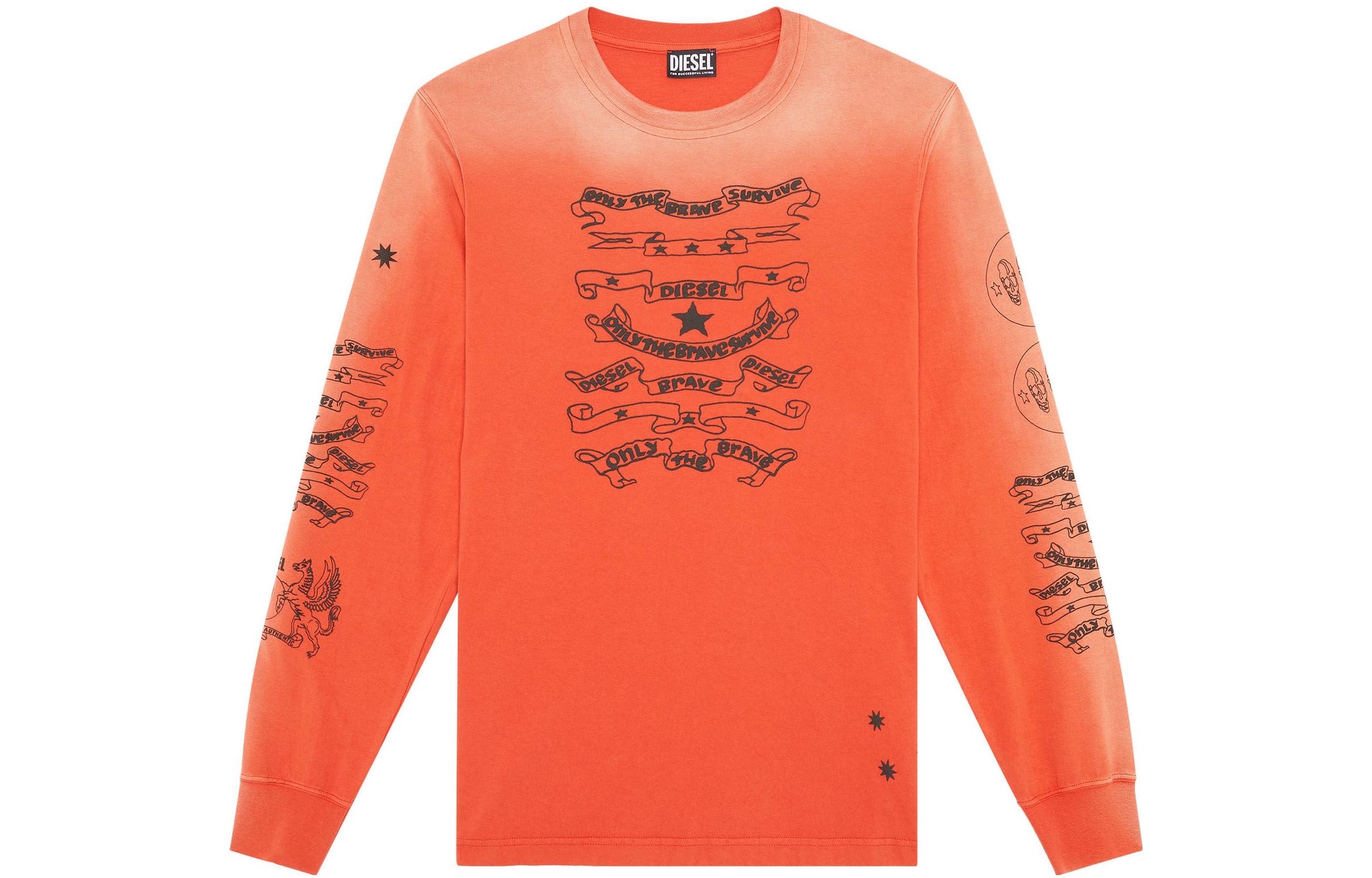 Diesel FW22 Gradient Logo Crewneck Sweatshirt Orange () A065040WDAK37A