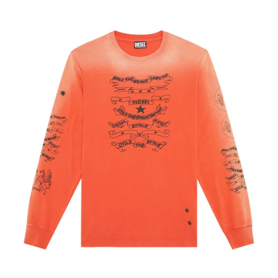 Diesel FW22 Gradient Logo Crewneck Sweatshirt Orange () A065040WDAK37A
