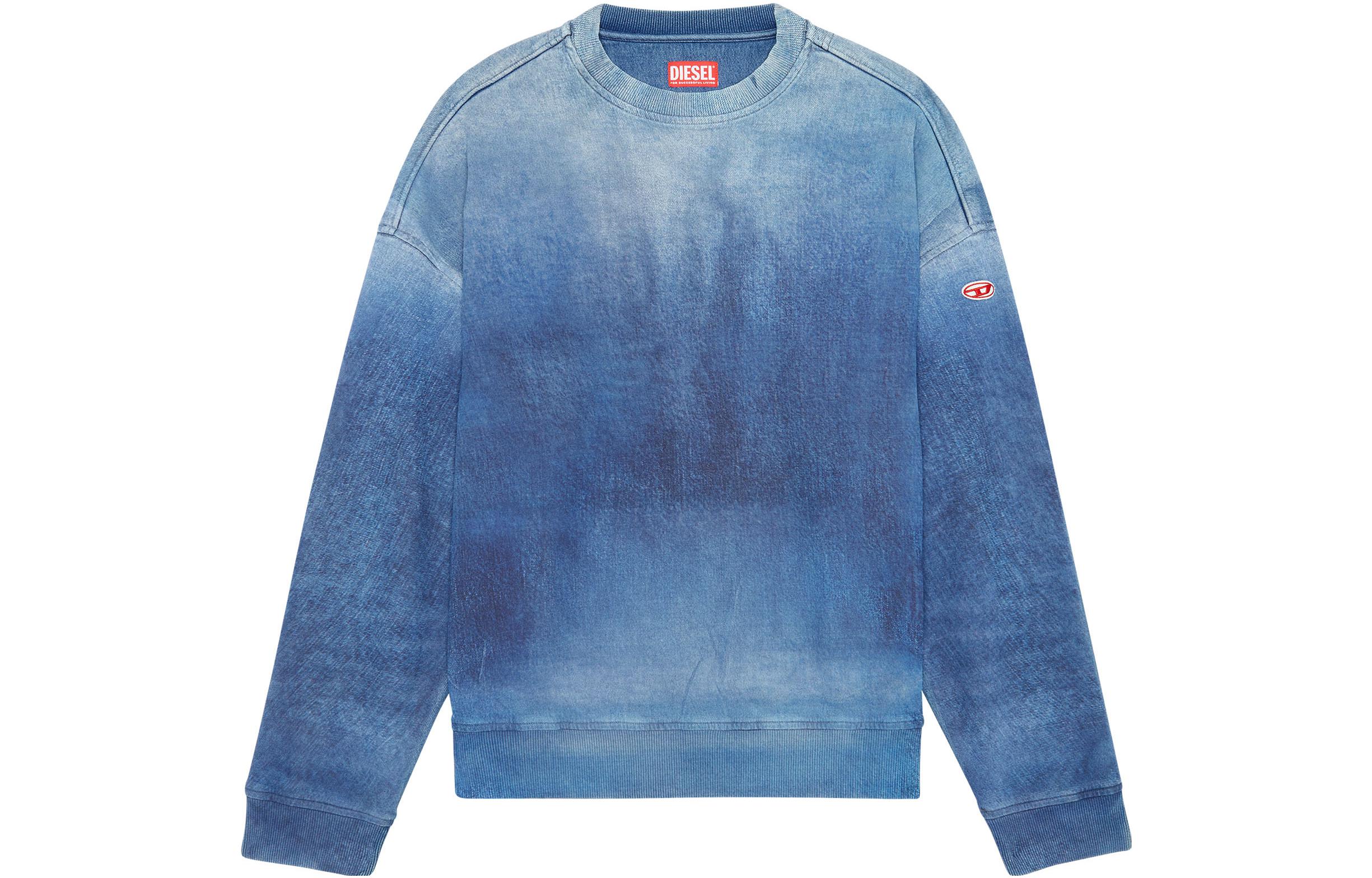 Diesel FW22 Gradient Logo Embroidered Crewneck Sweatshirt Blue () A03943068AY01