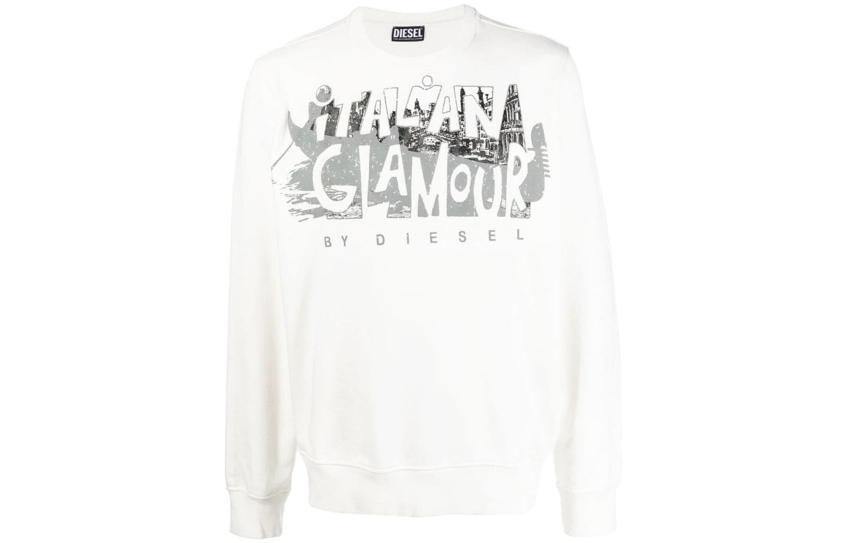 Diesel FW22 Graphic Print Crewneck Sweatshirt Men’s White A057340LEAC141