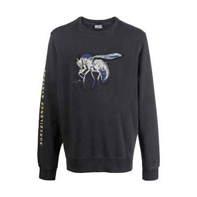 Diesel FW22 Graphic Print Slim Fit Sweatshirt Grey A066010CGBC900