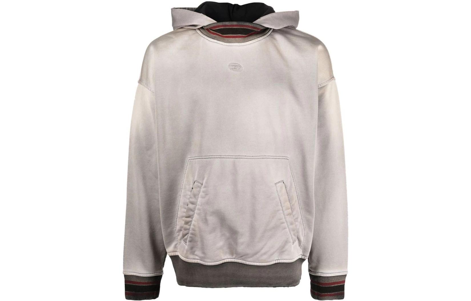 Diesel FW22 Gray Cotton Hoodie with Embroidered Logo A036470DFAE141