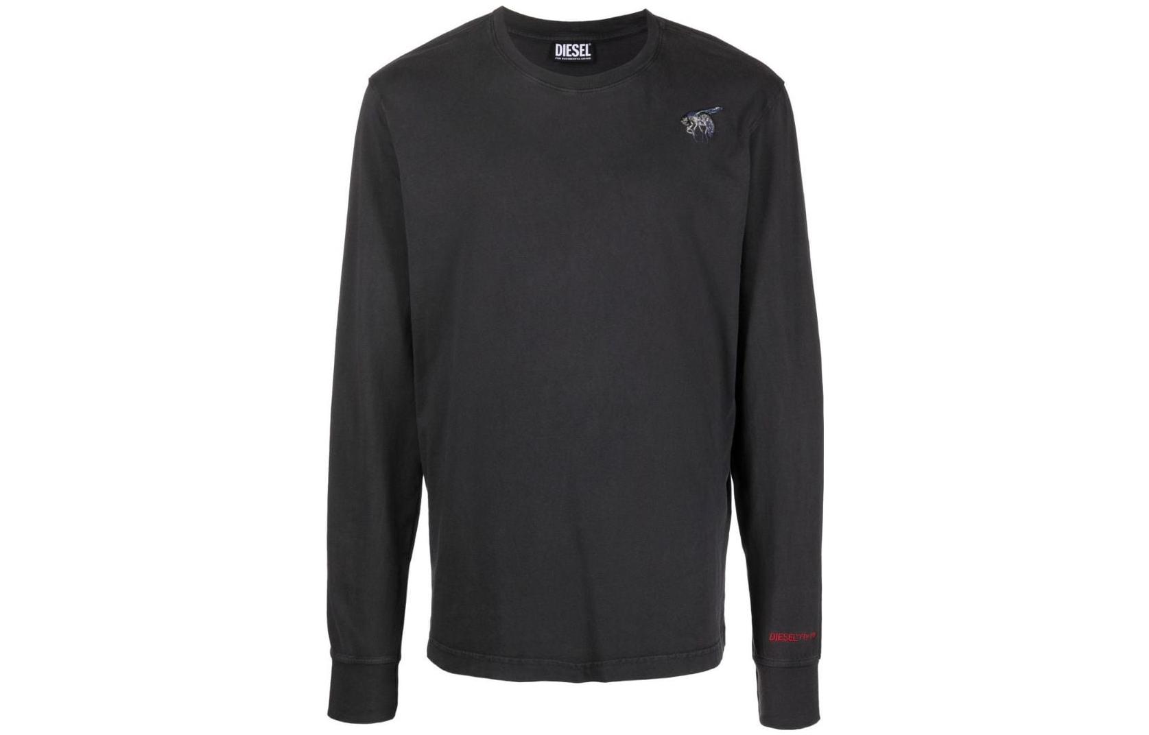 Diesel FW22 Gray Crewneck Pullover Sweatshirt with Logo Embroidery A068100TDAN900