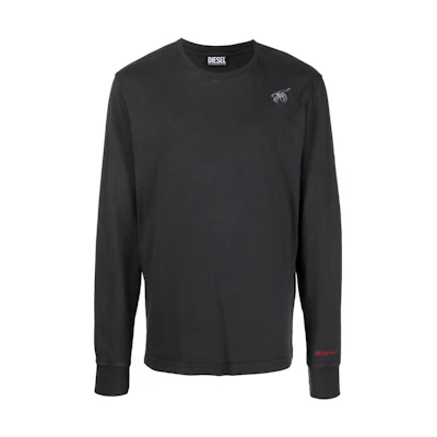 Diesel FW22 Gray Crewneck Pullover Sweatshirt with Logo Embroidery A068100TDAN900