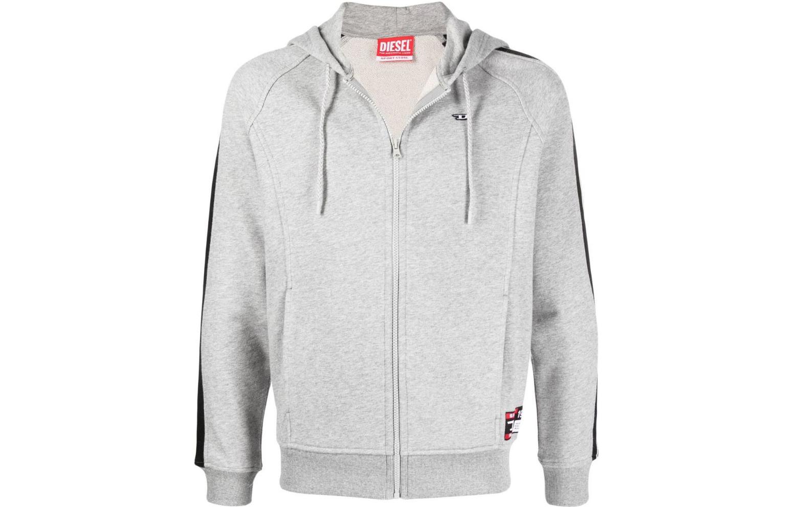 Diesel FW22 Gray Hoodie with Side Logo Print Details A066100NEAH96X