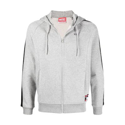 Diesel FW22 Gray Hoodie with Side Logo Print Details A066100NEAH96X