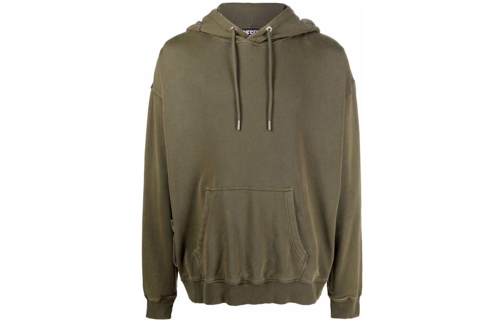 Diesel FW22 Green Hoodie with Solid Color and Pocket Detail A027380WBAP51F