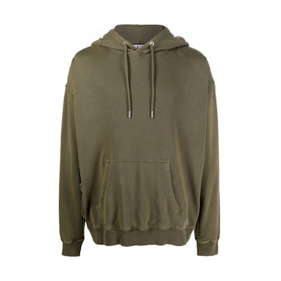 Diesel FW22 Green Hoodie with Solid Color and Pocket Detail A027380WBAP51F