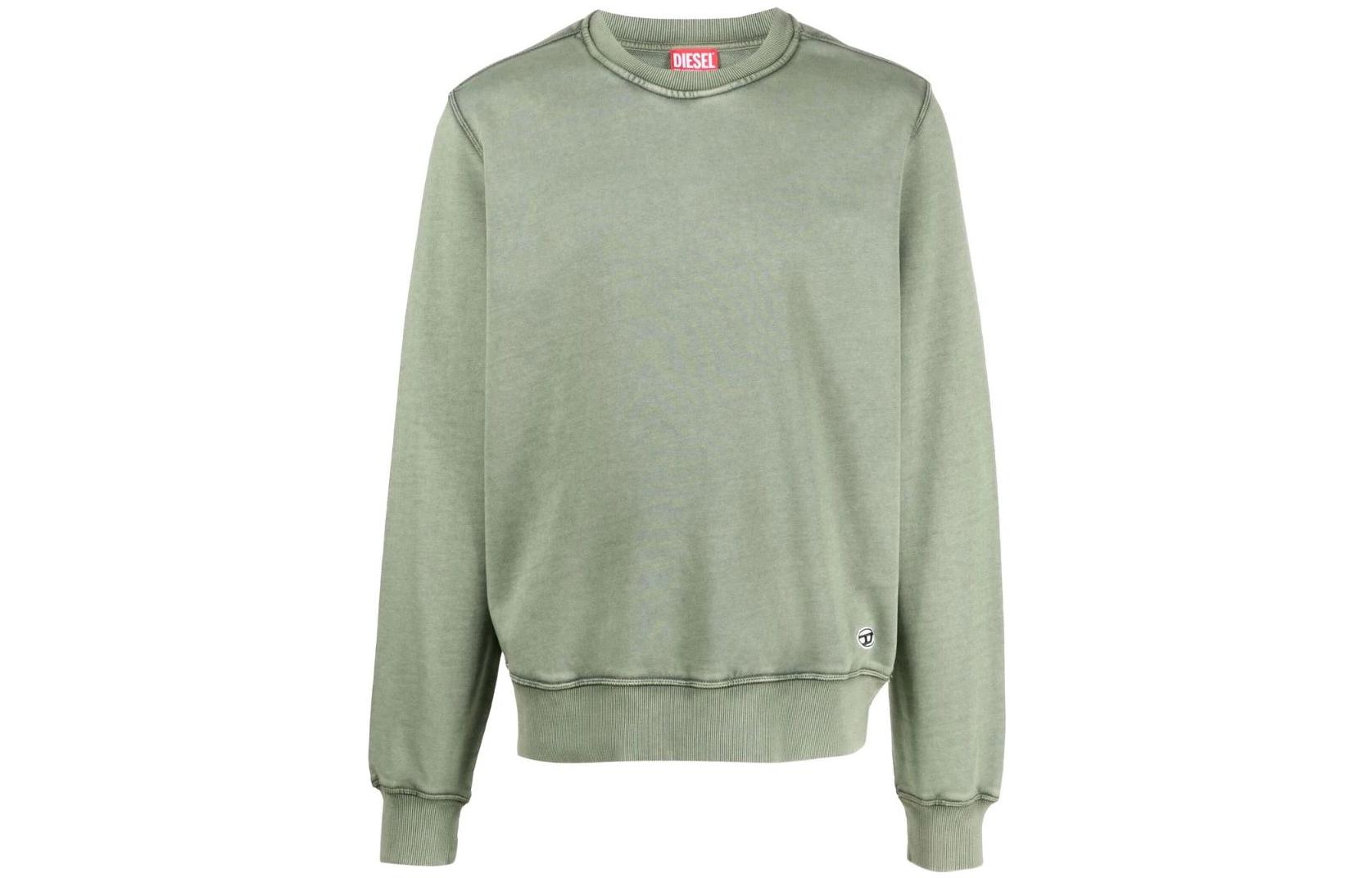 Diesel FW22 Green Solid Color Crewneck Long Sleeve Sweatshirt A037750WBBG5CR