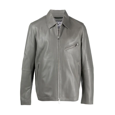 Diesel FW22 Grey Lambskin Leather Zipper Jacket A063480IGAM98B