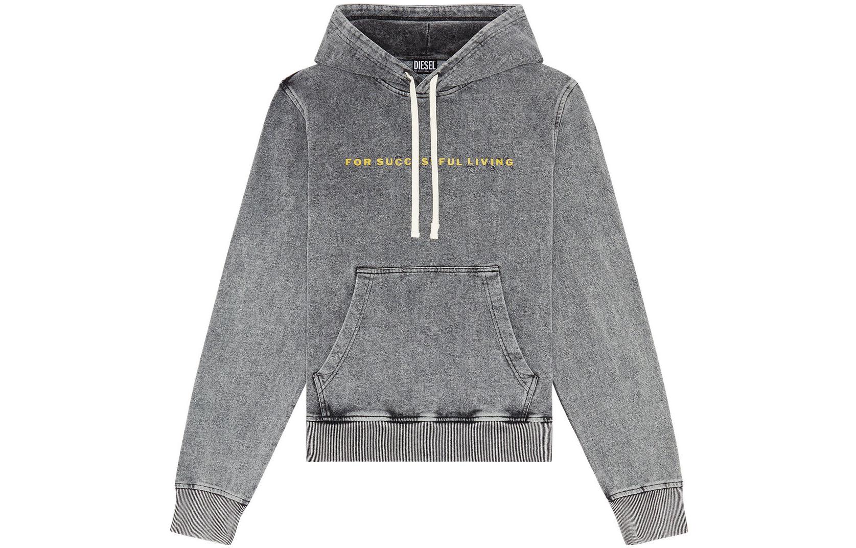 Diesel FW22 Grey Letter Print Pullover Hoodie - Fall Edition A065200HFAZ141