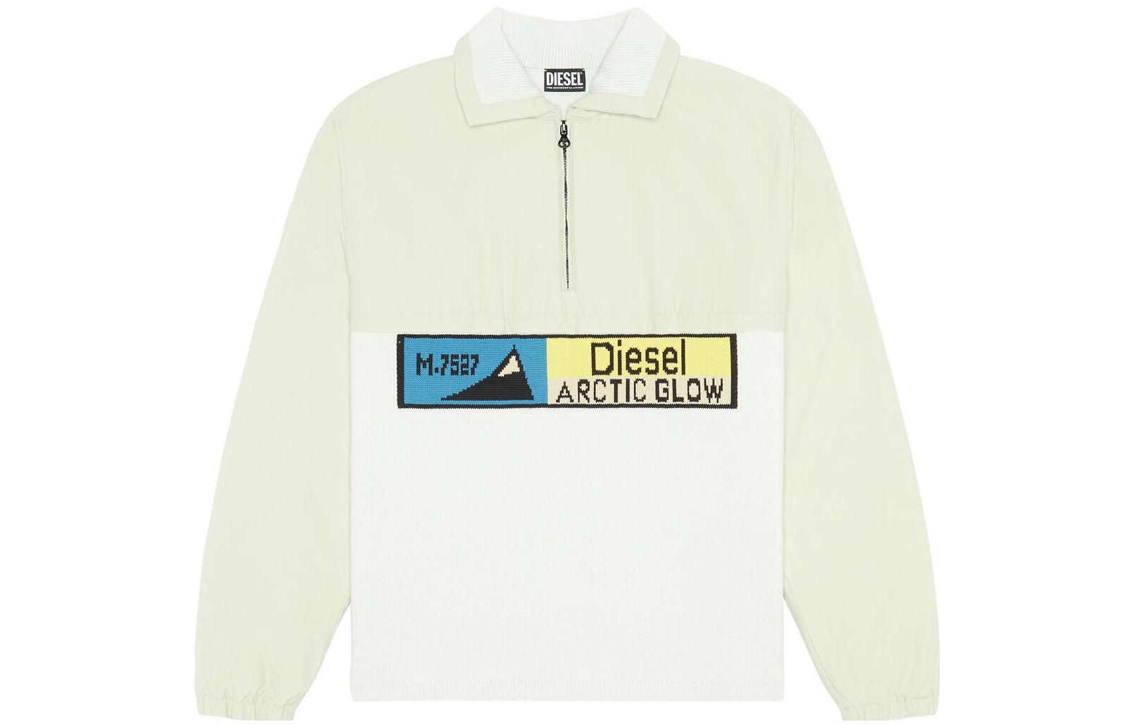 Diesel FW22 Half-Zip Logo Pattern Long-Sleeve Jacket White A067960JKKG-9CR