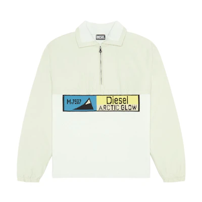 Diesel FW22 Half-Zip Logo Pattern Long-Sleeve Jacket White A067960JKKG-9CR