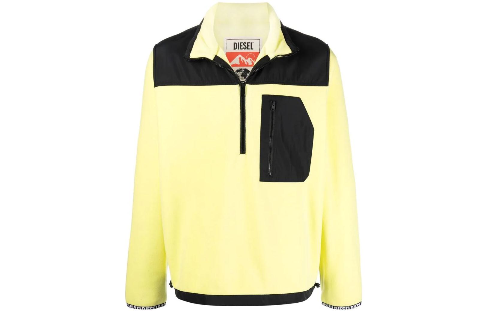 Diesel FW22 Half-Zip Pocket Long-Sleeve Oversized Sweatshirt Men Light Yellow A030450DEAH5JE