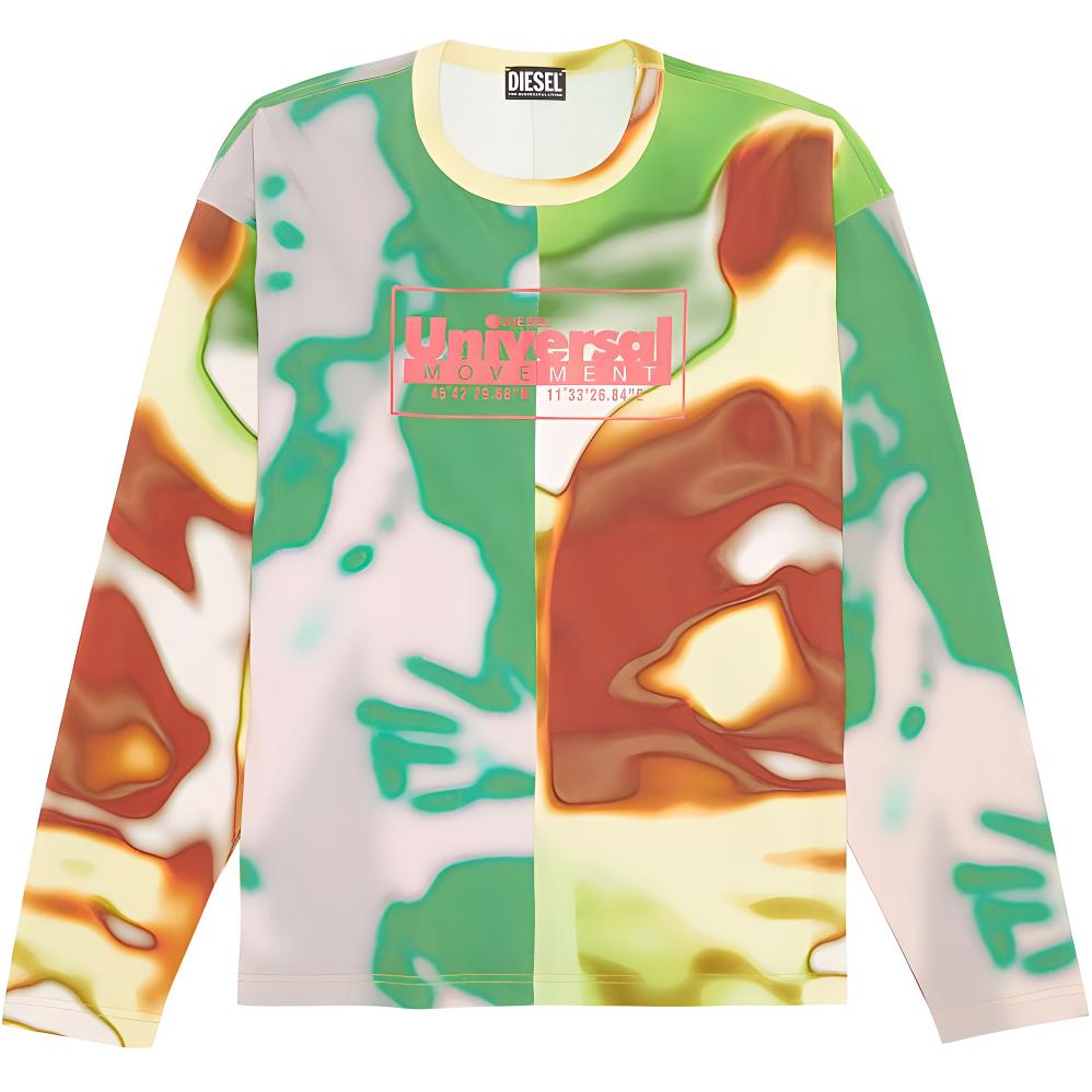 Diesel FW22 Ink-Dye Casual Crewneck Sweatshirt Multicolor A067000CIVM5INA