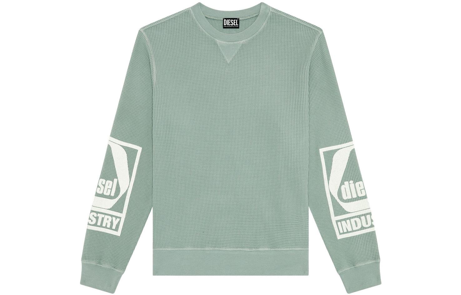 Diesel FW22 Letter Print Crewneck Sweatshirt Grey Green A087050BKAAGY