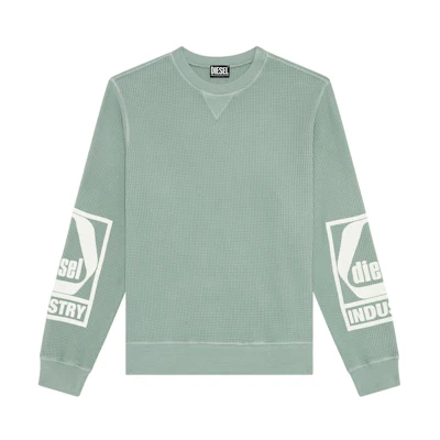 Diesel FW22 Letter Print Crewneck Sweatshirt Grey Green A087050BKAAGY