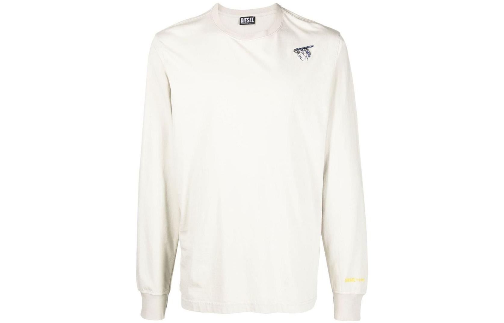 Diesel FW22 Light Green Crewneck Sweatshirt with Logo Embroidery A068100TDAN9CR