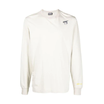 Diesel FW22 Light Green Crewneck Sweatshirt with Logo Embroidery A068100TDAN9CR