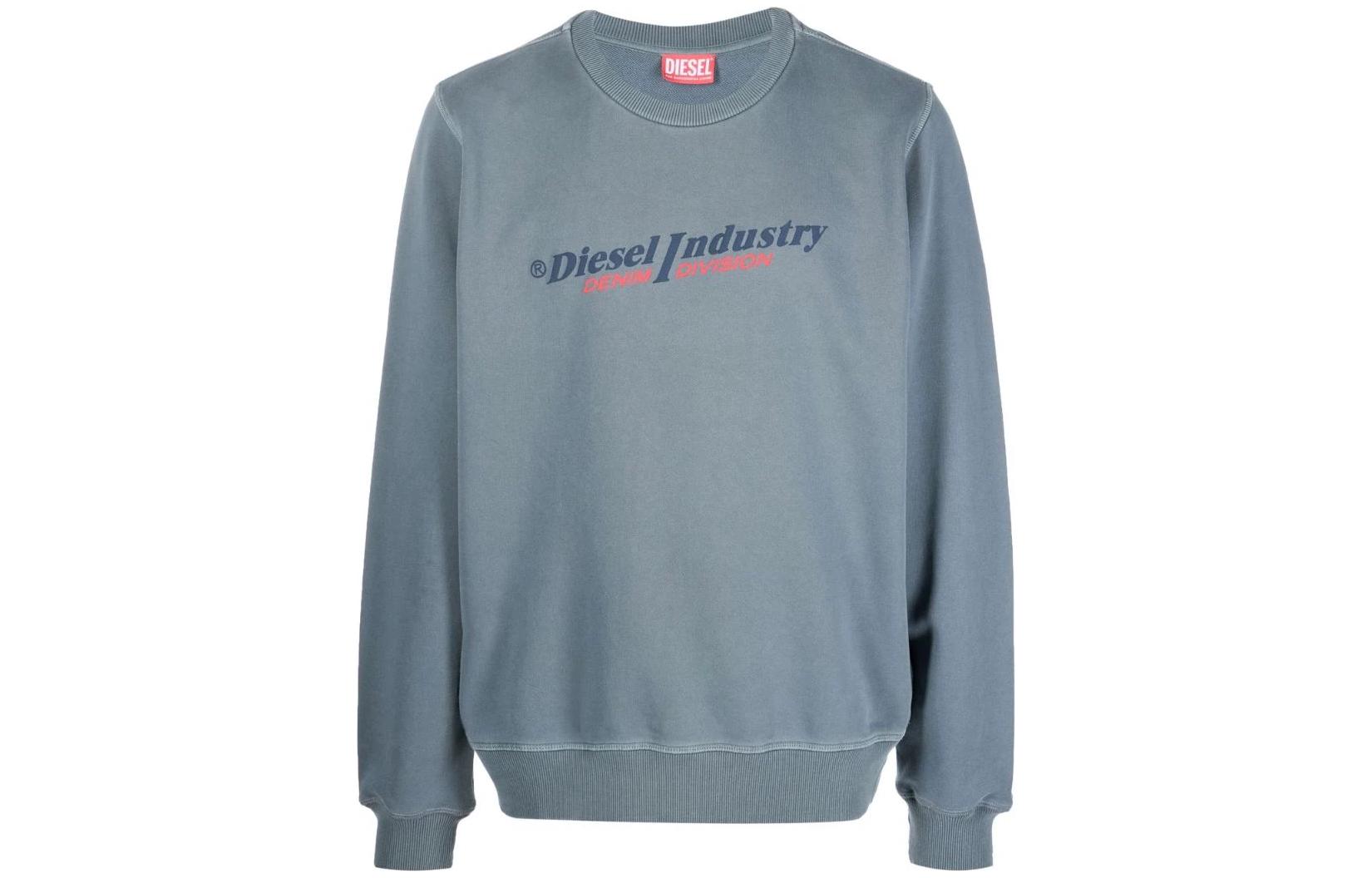 Diesel FW22 Logo Graphic Crewneck Pullover Sweatshirt Men Grey A037430AJIH99K