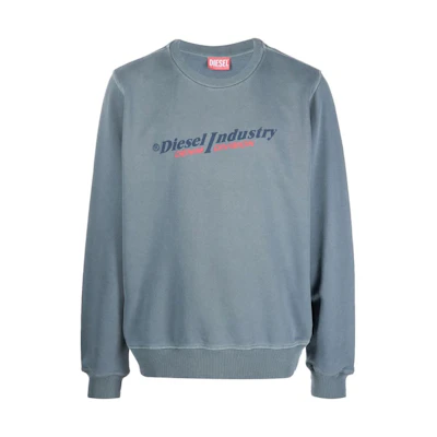 Diesel FW22 Logo Graphic Crewneck Pullover Sweatshirt Men Grey A037430AJIH99K