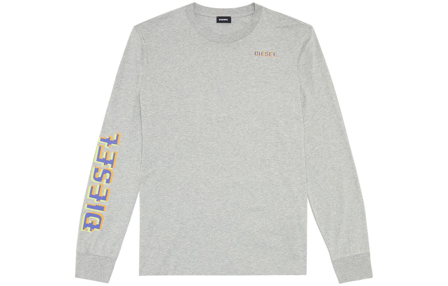 Diesel FW22 Logo Print Crewneck Long Sleeve Sweatshirt Grey Male A067750GRAI9CB