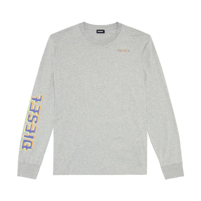 Diesel FW22 Logo Print Crewneck Long Sleeve Sweatshirt Grey Male A067750GRAI9CB