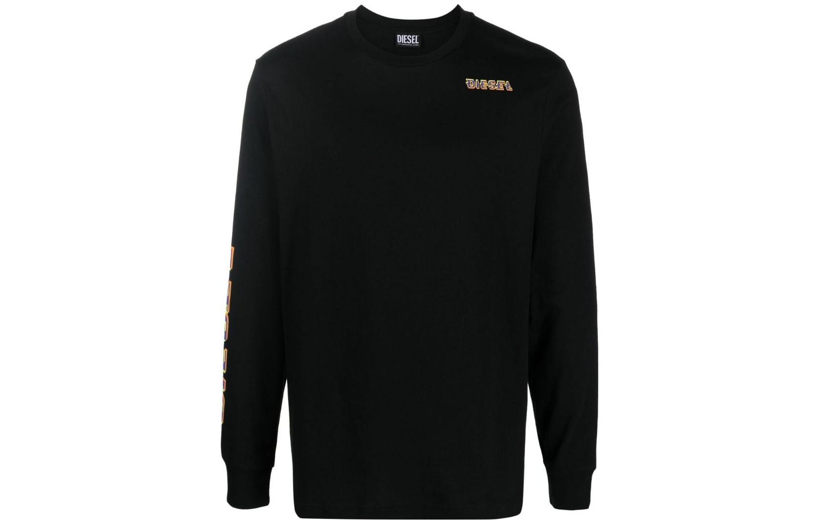 Diesel FW22 Logo Print Crewneck Long Sleeve Sweatshirt Men’s Black A067750GRAI9XX