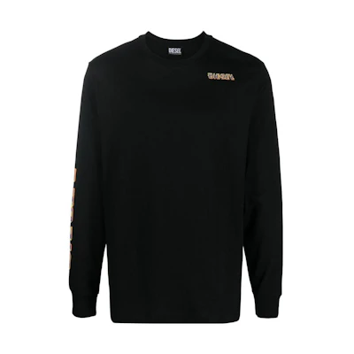 Diesel FW22 Logo Print Crewneck Long Sleeve Sweatshirt Men’s Black A067750GRAI9XX