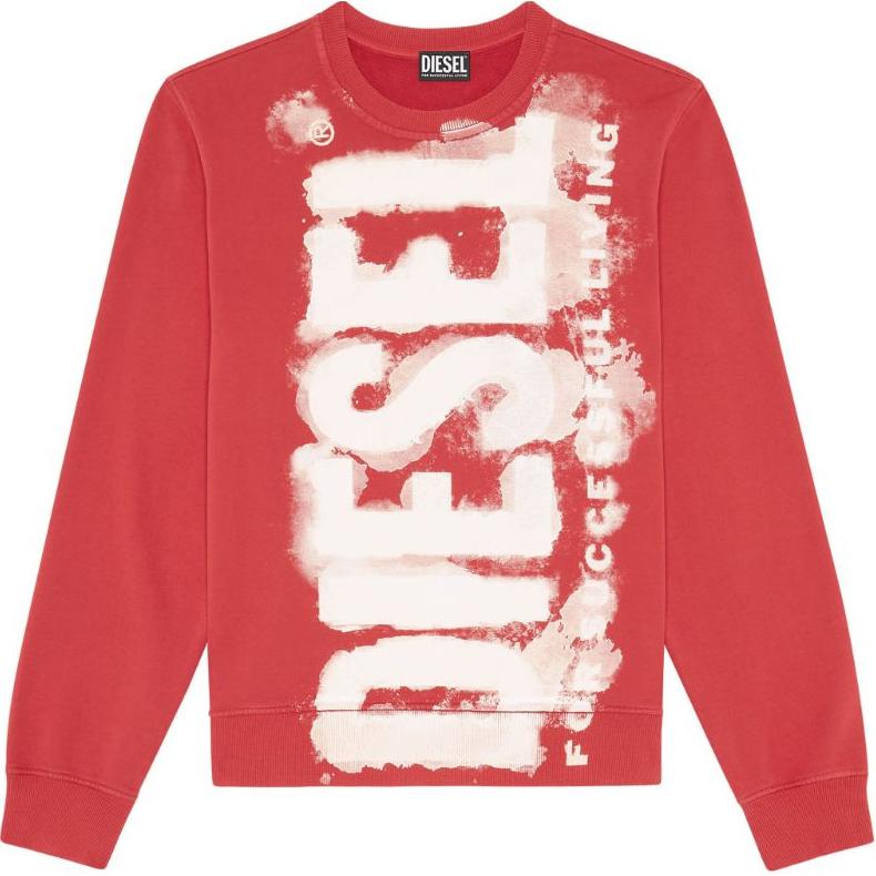 Diesel FW22 Logo Print Crewneck Long Sleeve Sweatshirt Red () A067870AJIH44Q