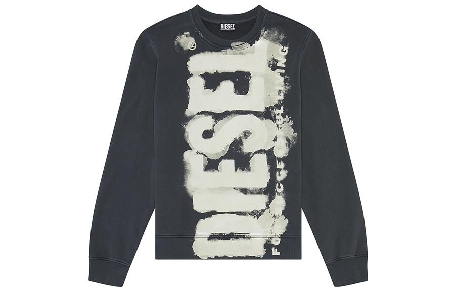 Diesel FW22 Logo Print Crewneck Pullover Sweatshirt Gray A067870AJIH93R