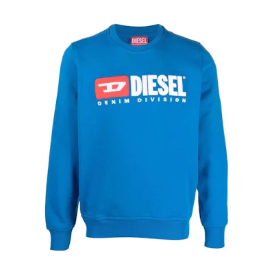 Diesel FW22 Logo Print Crewneck Pullover Sweatshirt Blue - Fashion A037580BAWT-8ED