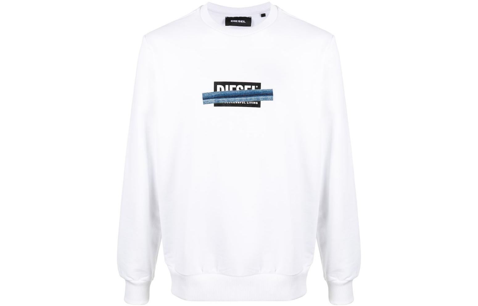 Diesel FW22 Logo Print Crewneck Sweatshirt White () A010470KASL100