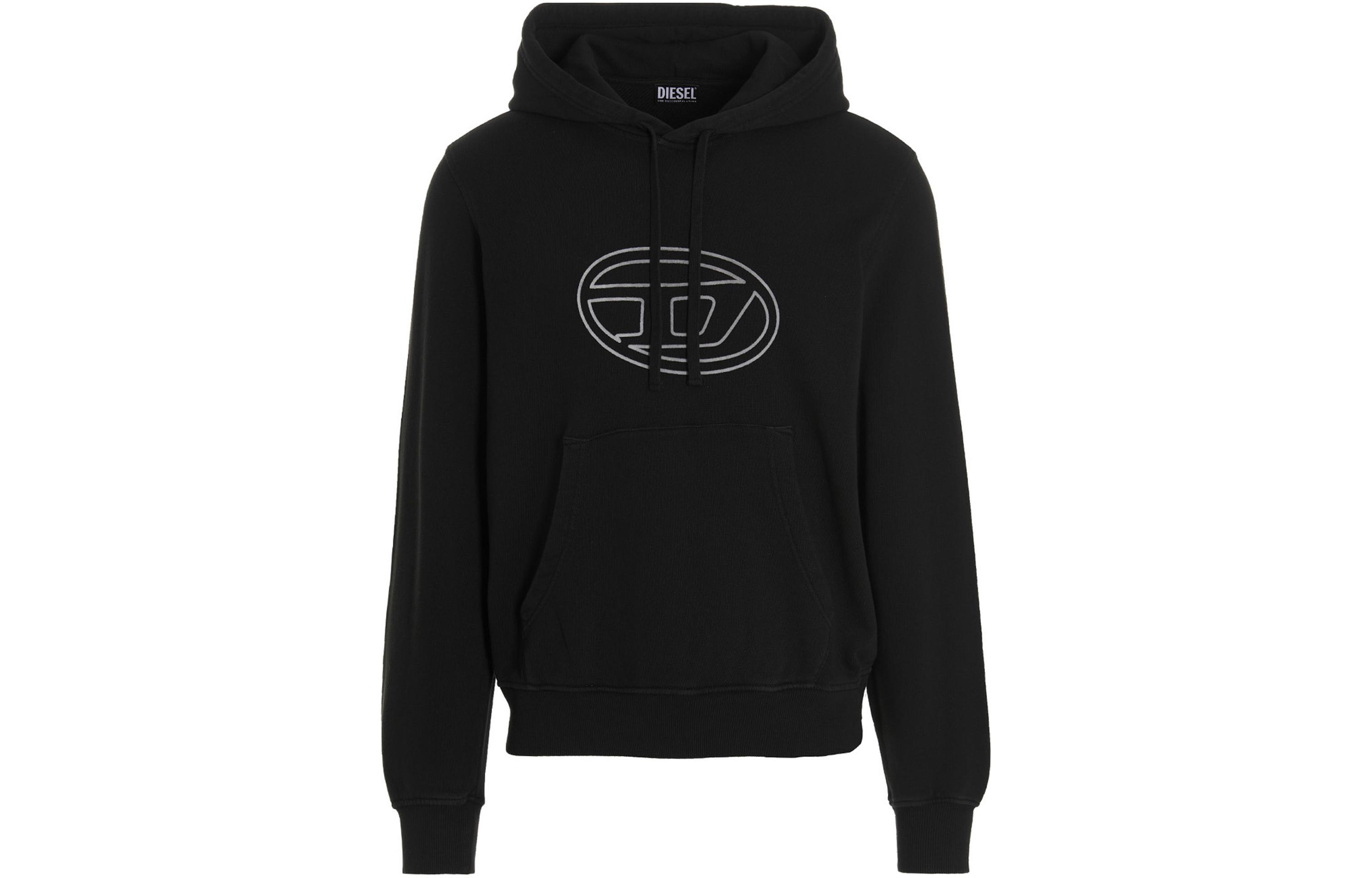 Diesel FW22 Logo Print Hoodie Black Long Sleeve Sweatshirt A069220LEAC900