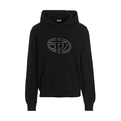 Diesel FW22 Logo Print Hoodie Black Long Sleeve Sweatshirt A069220LEAC900