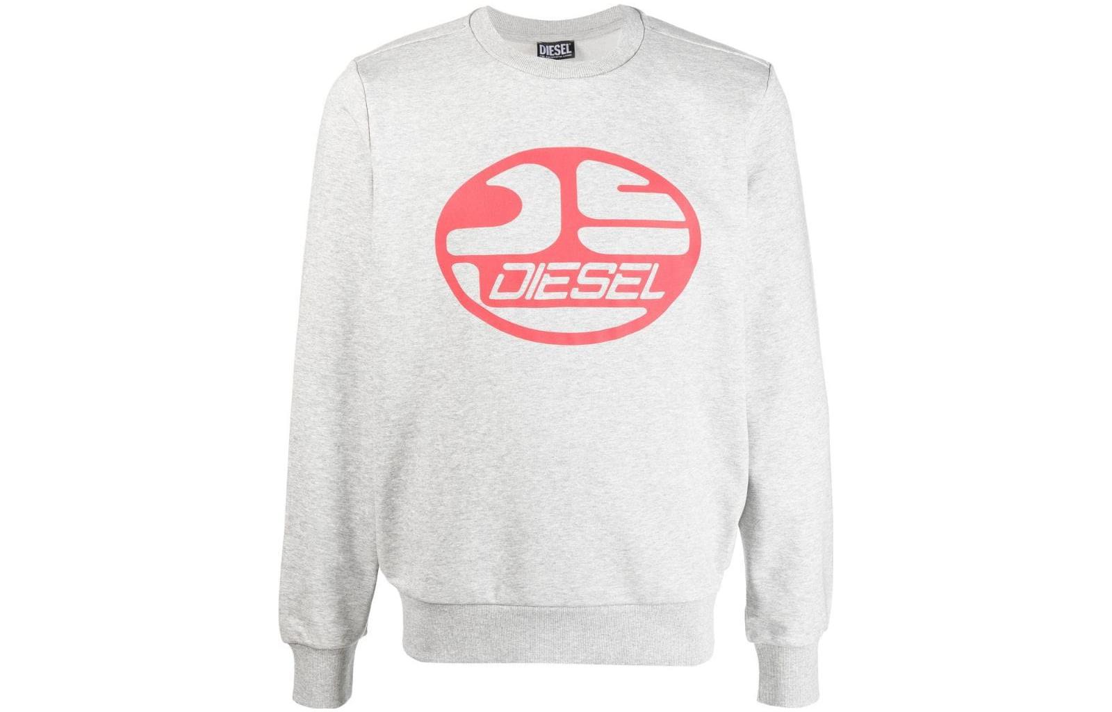 Diesel FW22 Logo Print Long Sleeve Sweatshirt Men’s Light Grey A064940HAYT9CB