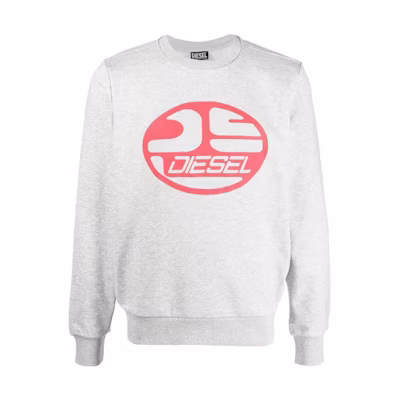Diesel FW22 Logo Print Long Sleeve Sweatshirt Men’s Light Grey A064940HAYT9CB