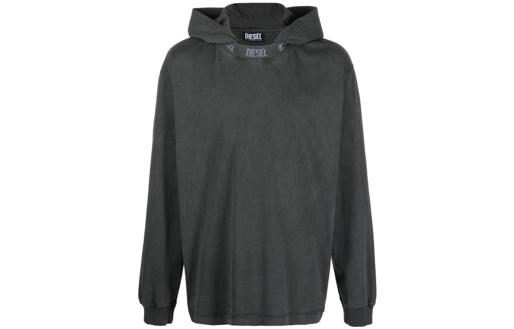 Diesel FW22 Logo Print Pullover Hoodie Grey A062640JFAX900