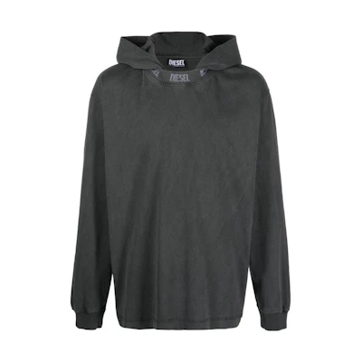 Diesel FW22 Logo Print Pullover Hoodie Grey A062640JFAX900